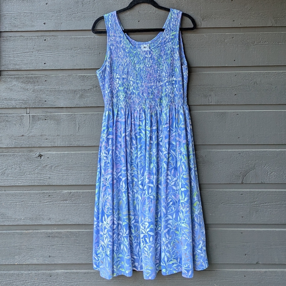 Lost River Clothing Co Periwinkle Blue Tie Dye Vining Batik Midi Dress Large